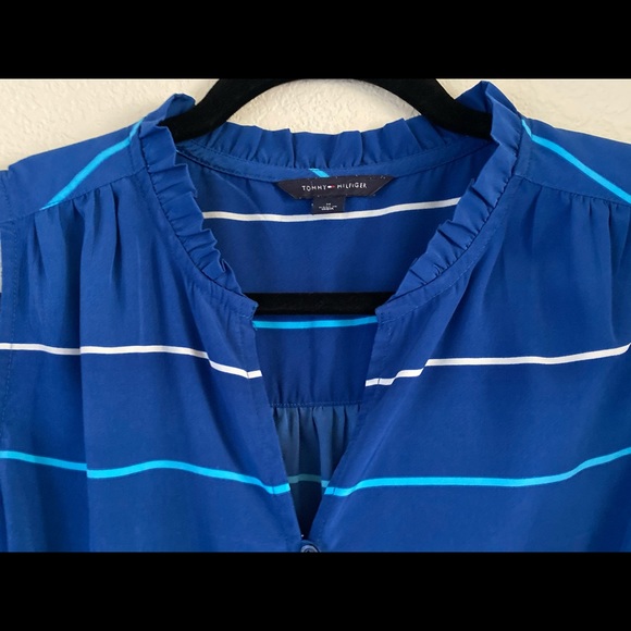 Tommy Hilfiger Medium Blue striped button down top - Picture 4 of 7